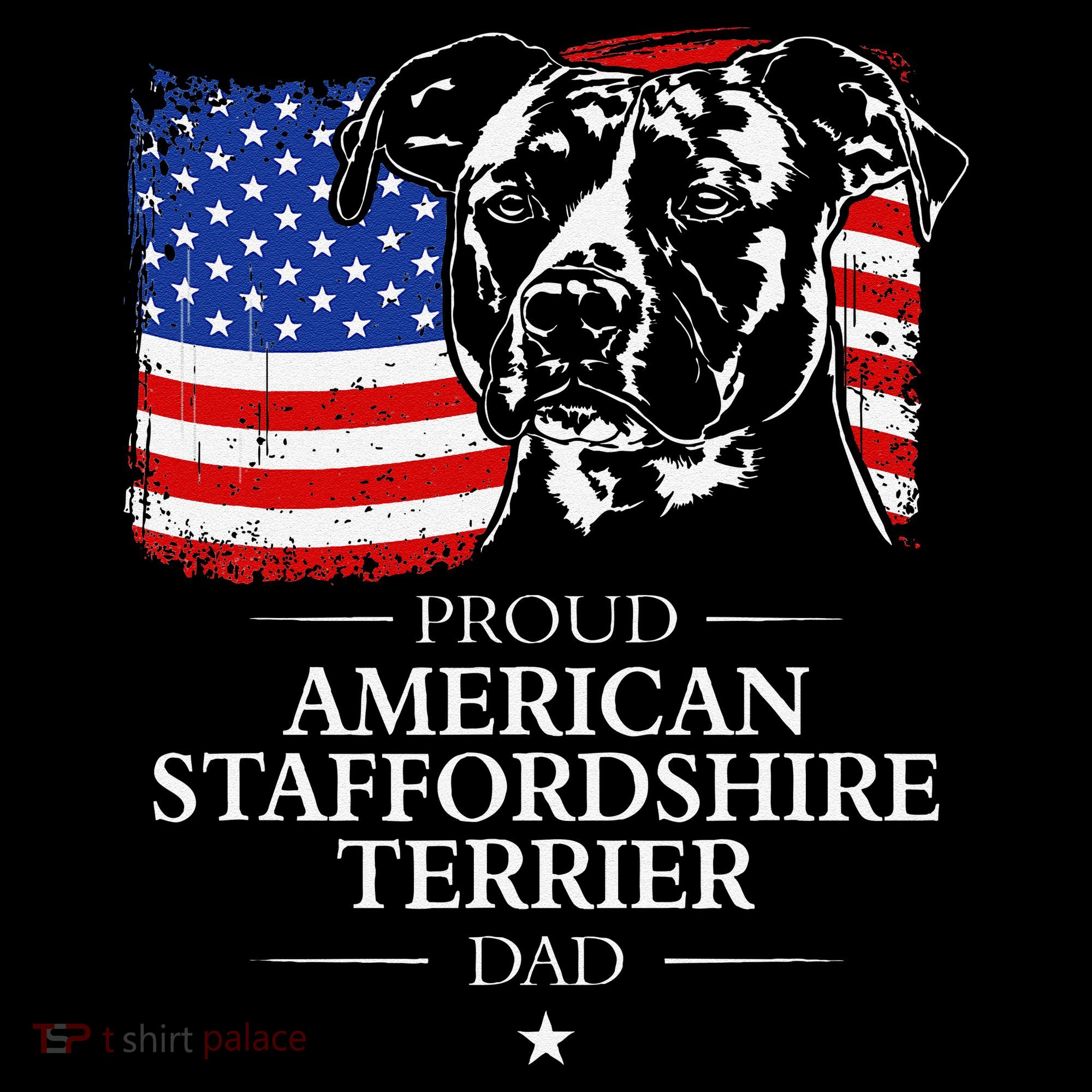 Proud American Staffordshire Terrier Dad American Flag Dog Coffee Mug