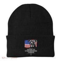 Proud American Staffordshire Terrier Dad American Flag Dog Beanie thumb 0