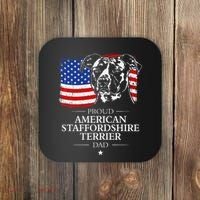 Proud American Staffordshire Terrier Dad American Flag Dog Coaster thumb 0