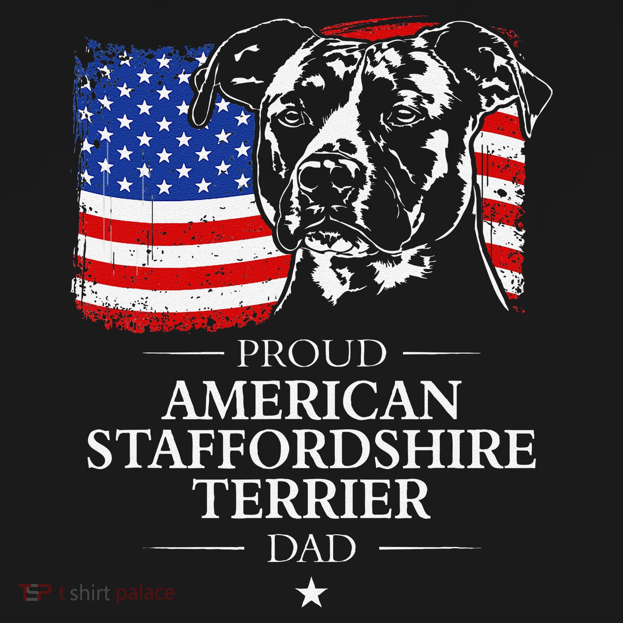 Proud American Staffordshire Terrier Dad American Flag Dog Coaster