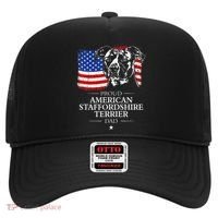 Proud American Staffordshire Terrier Dad American Flag Dog Hat thumb 0