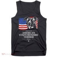 Proud American Staffordshire Terrier Dad American Flag Dog Tank Top thumb 0