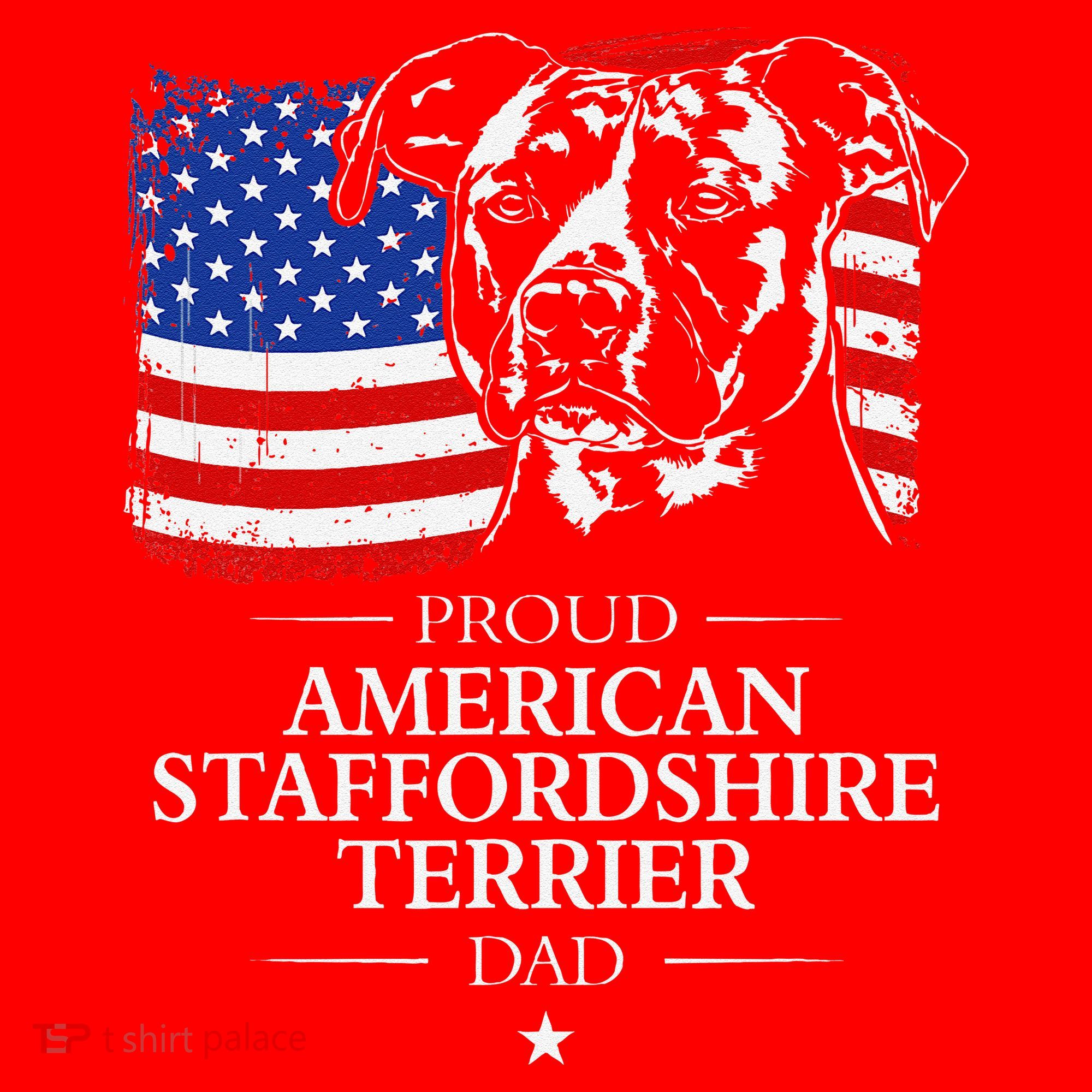 Proud American Staffordshire Terrier Dad American Flag Dog Santa Hat