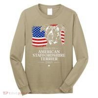 Proud American Staffordshire Terrier Dad American Flag Dog Long Sleeve Shirt thumb 0