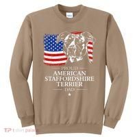 Proud American Staffordshire Terrier Dad American Flag Dog Sweatshirt thumb 0