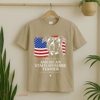 Proud American Staffordshire Terrier Dad American Flag Dog T-Shirt thumb 2