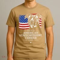 Proud American Staffordshire Terrier Dad American Flag Dog T-Shirt thumb 3