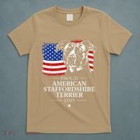 Proud American Staffordshire Terrier Dad American Flag Dog T-Shirt thumb 5