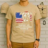 Proud American Staffordshire Terrier Dad American Flag Dog T-Shirt thumb 6