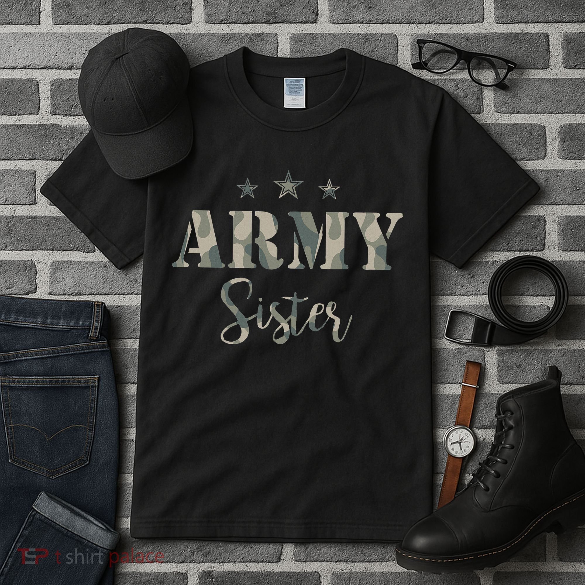 Proud Army Sister Camouflage Army Sister Tall T-Shirt