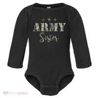 Proud Army Sister Camouflage Army Sister Baby Long Sleeve Bodysuit thumb 0