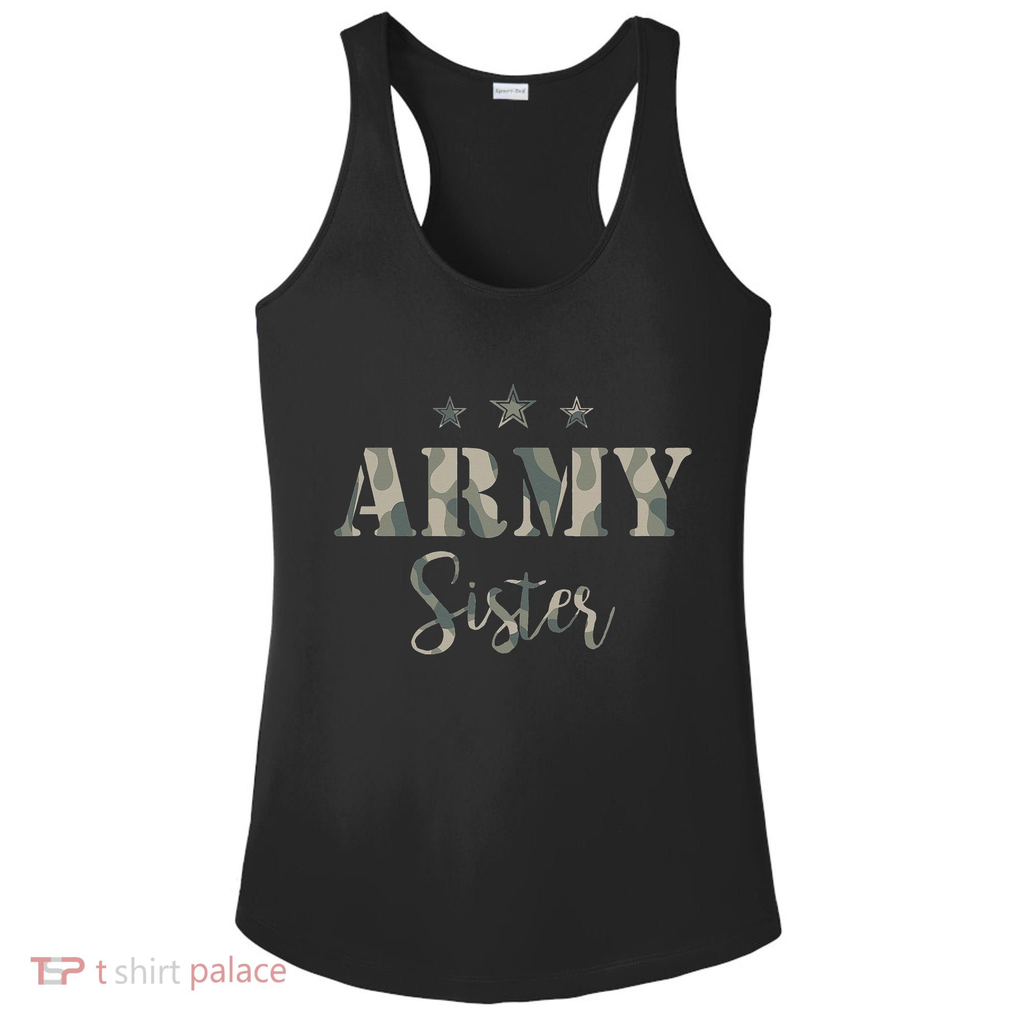Proud Army Sister Camouflage Army Sister Ladies PosiCharge Competitor Racerback Tank