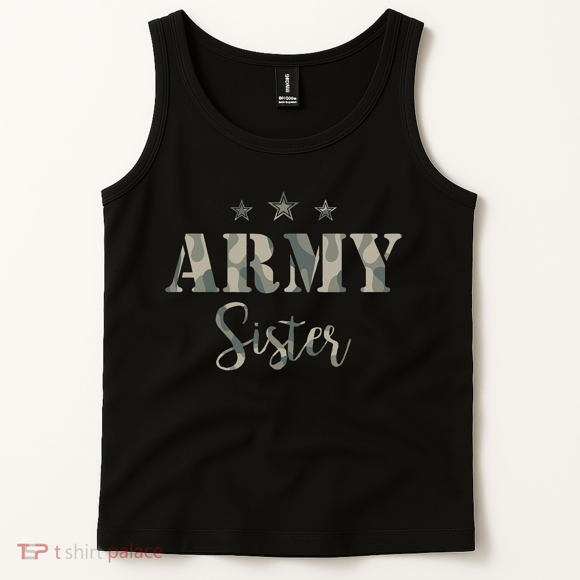 Proud Army Sister Camouflage Army Sister Tank Top