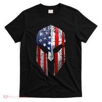 Patriotic American Spartan Warrior Usa Flag Helmet T-Shirt thumb 0