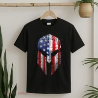 Patriotic American Spartan Warrior Usa Flag Helmet T-Shirt thumb 2