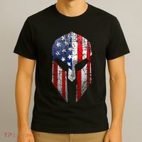 Patriotic American Spartan Warrior Usa Flag Helmet T-Shirt thumb 3