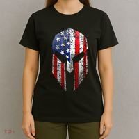 Patriotic American Spartan Warrior Usa Flag Helmet T-Shirt thumb 4