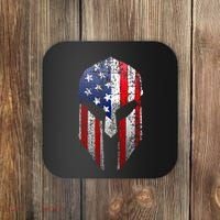 Patriotic American Spartan Warrior Usa Flag Helmet Coaster thumb 0