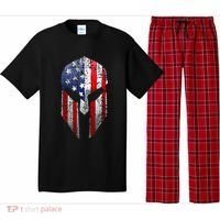 Patriotic American Spartan Warrior Usa Flag Helmet Pajama Set thumb 0