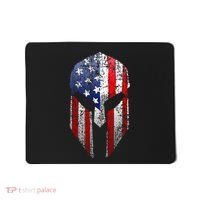 Patriotic American Spartan Warrior Usa Flag Helmet Mousepad thumb 0