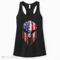 Patriotic American Spartan Warrior Usa Flag Helmet Women's Tank Top thumb 0