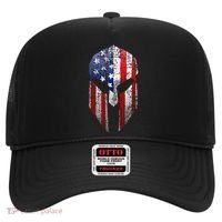 Patriotic American Spartan Warrior Usa Flag Helmet Hat thumb 0