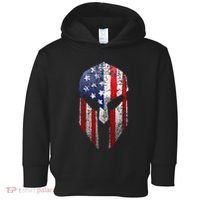 Patriotic American Spartan Warrior Usa Flag Helmet Toddler Hoodie thumb 0