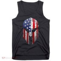 Patriotic American Spartan Warrior Usa Flag Helmet Tank Top thumb 0