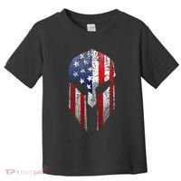 Patriotic American Spartan Warrior Usa Flag Helmet Toddler T-Shirt thumb 0