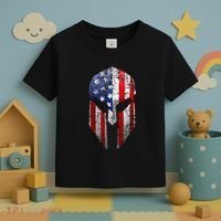 Patriotic American Spartan Warrior Usa Flag Helmet Toddler T-Shirt thumb 3