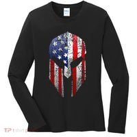 Patriotic American Spartan Warrior Usa Flag Helmet Women's Long Sleeve Shirt thumb 0