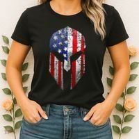 Patriotic American Spartan Warrior Usa Flag Helmet Women's T-Shirt thumb 2