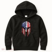 Patriotic American Spartan Warrior Usa Flag Helmet Kids Hoodie thumb 0
