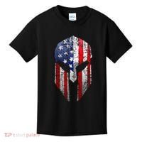 Patriotic American Spartan Warrior Usa Flag Helmet Kids T-Shirt thumb 0