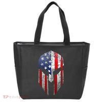 Patriotic American Spartan Warrior Usa Flag Helmet Tote Bag thumb 0