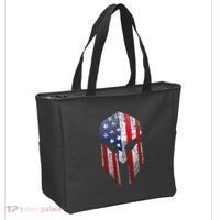 Patriotic American Spartan Warrior Usa Flag Helmet Tote Bag thumb 2