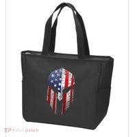Patriotic American Spartan Warrior Usa Flag Helmet Tote Bag thumb 3