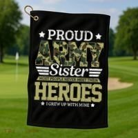 Proud Army Sister Military Soldier Brother Pride Gift Golf Towel thumb 1