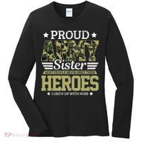 Proud Army Sister Military Soldier Brother Pride Gift Women's Long Sleeve Shirt thumb 0