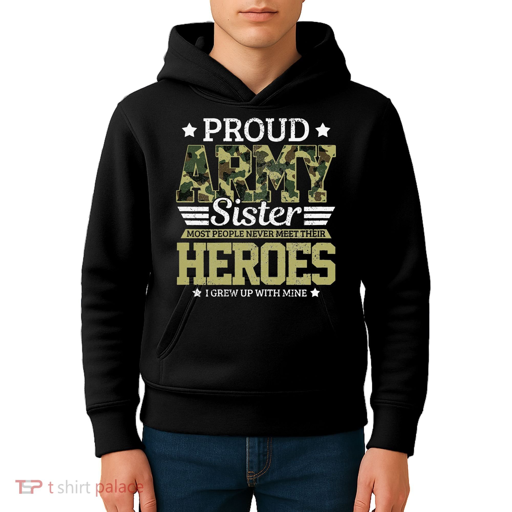 Proud Army Sister Military Soldier Brother Pride Gift Kids Hoodie