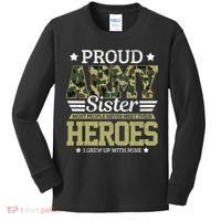 Proud Army Sister Military Soldier Brother Pride Gift Kids Long Sleeve Shirt thumb 0