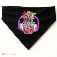 Pop Art Summer Time Headphones Pineapple USA-Made Doggie Bandana thumb 0