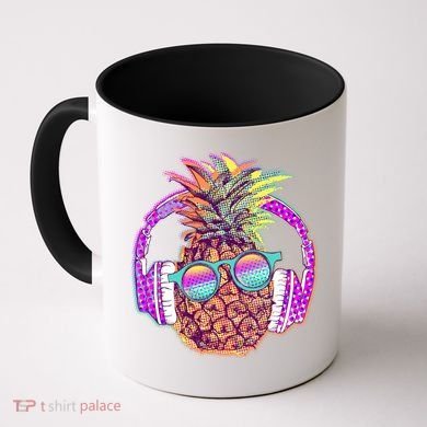 Pop Art Summer Time Headphones Pineapple Coffee Mug