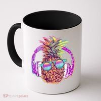 Pop Art Summer Time Headphones Pineapple Coffee Mug thumb 0