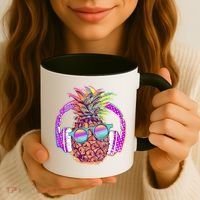 Pop Art Summer Time Headphones Pineapple Coffee Mug thumb 3