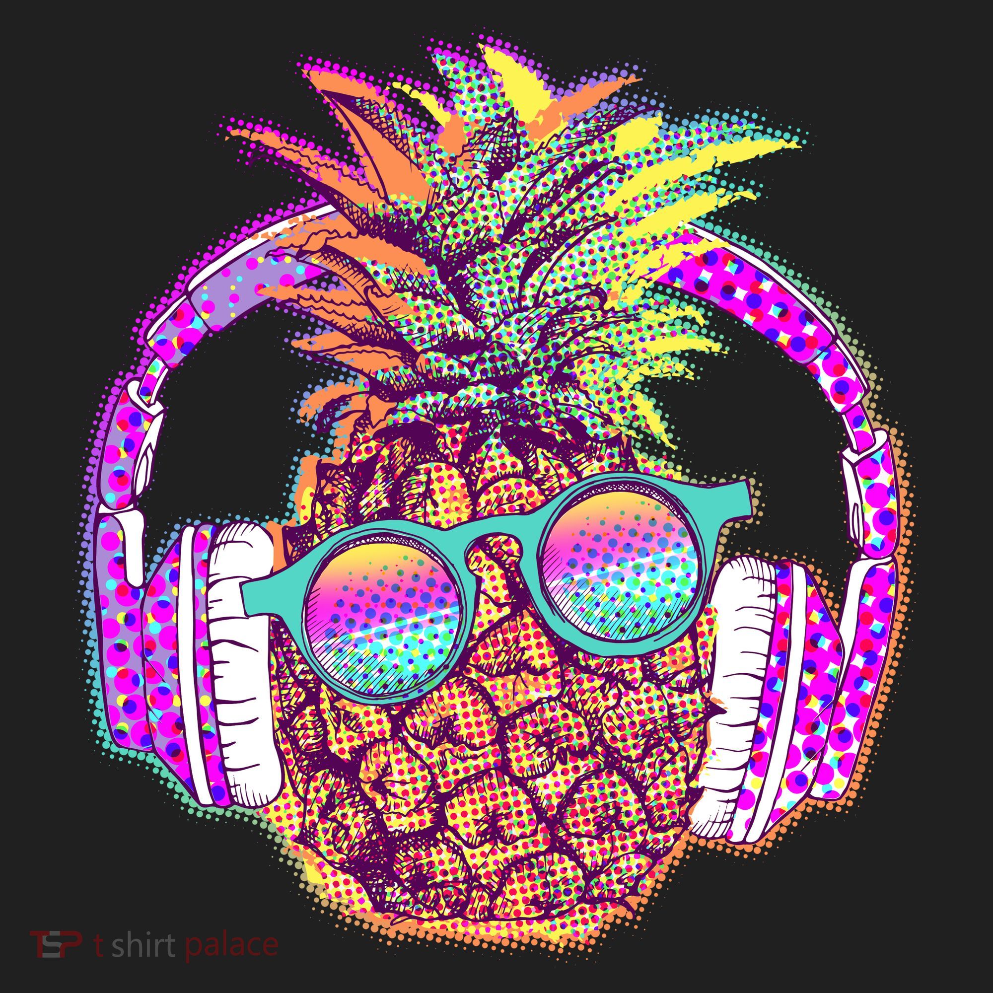 Pop Art Summer Time Headphones Pineapple Beanie