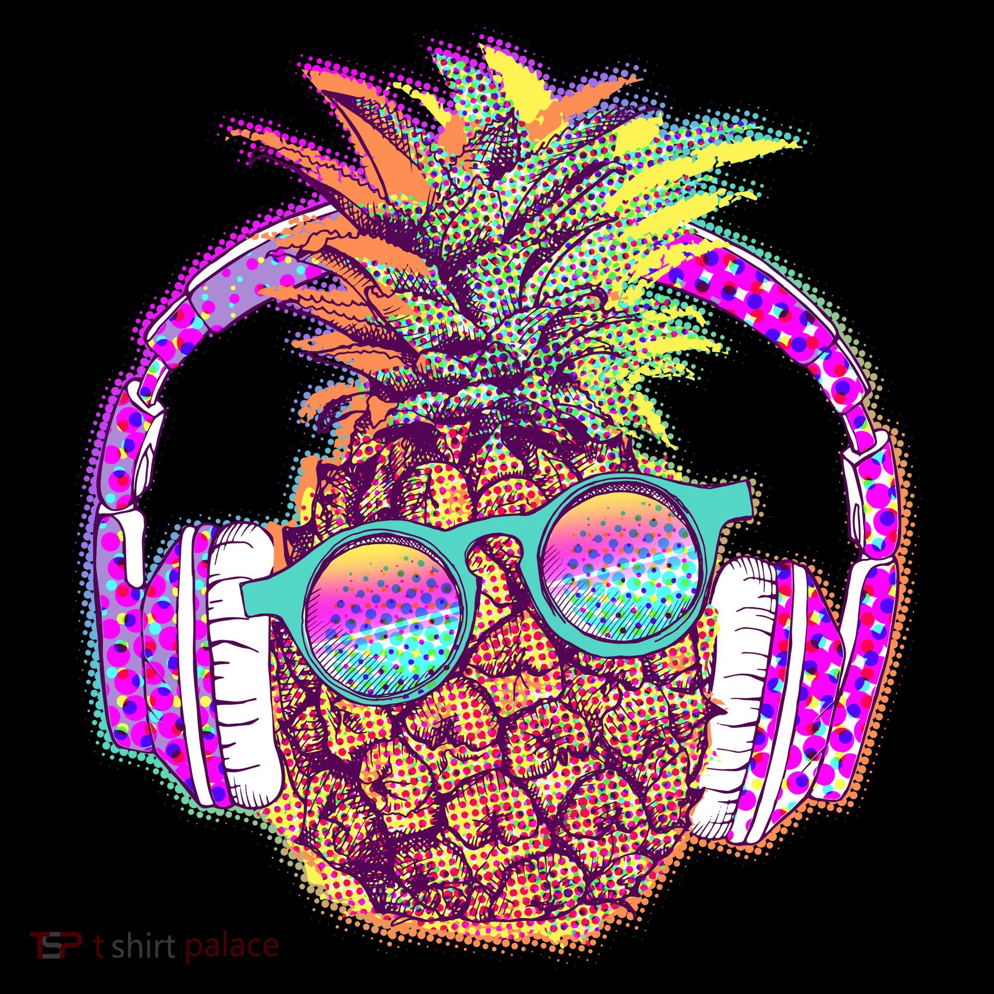 Pop Art Summer Time Headphones Pineapple Women's Hoodie