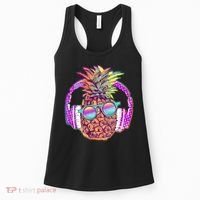Pop Art Summer Time Headphones Pineapple Women's Tank Top thumb 0