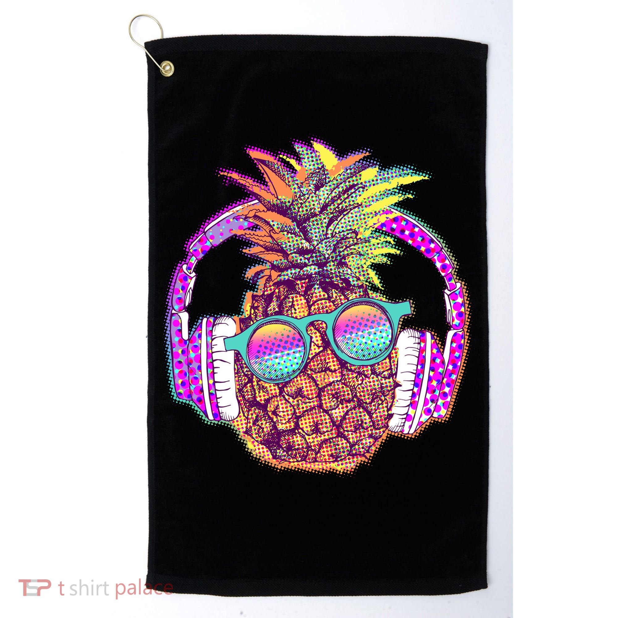 Pop Art Summer Time Headphones Pineapple Golf Towel