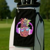 Pop Art Summer Time Headphones Pineapple Golf Towel thumb 2